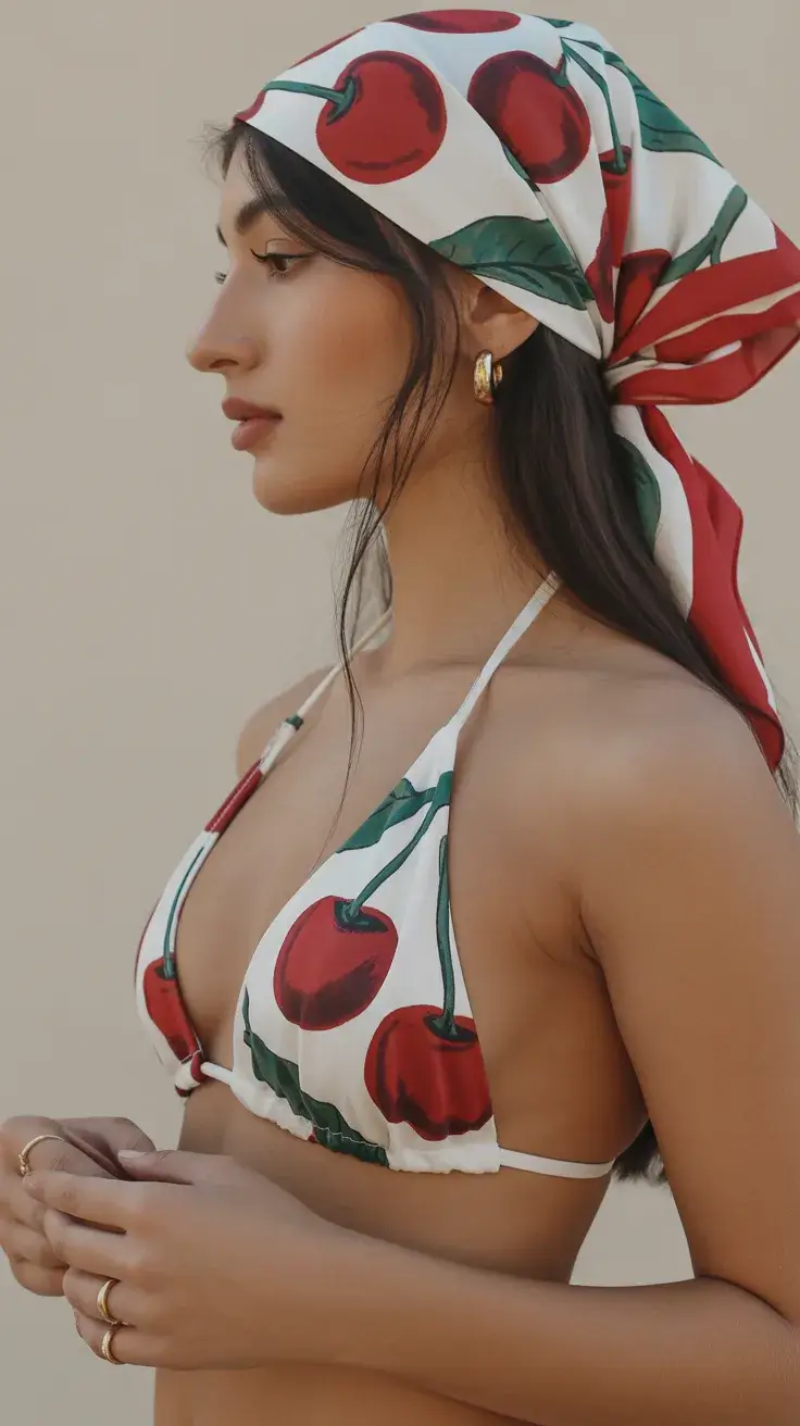 swimsuits outfits 2026 Playful Cherry Print Bikini With Retro Summer Energy