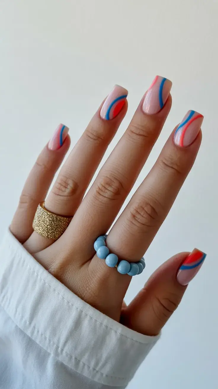 Easter Nails Ideas 2026 Modern Easter Wave Nails with Bright Spring Colors