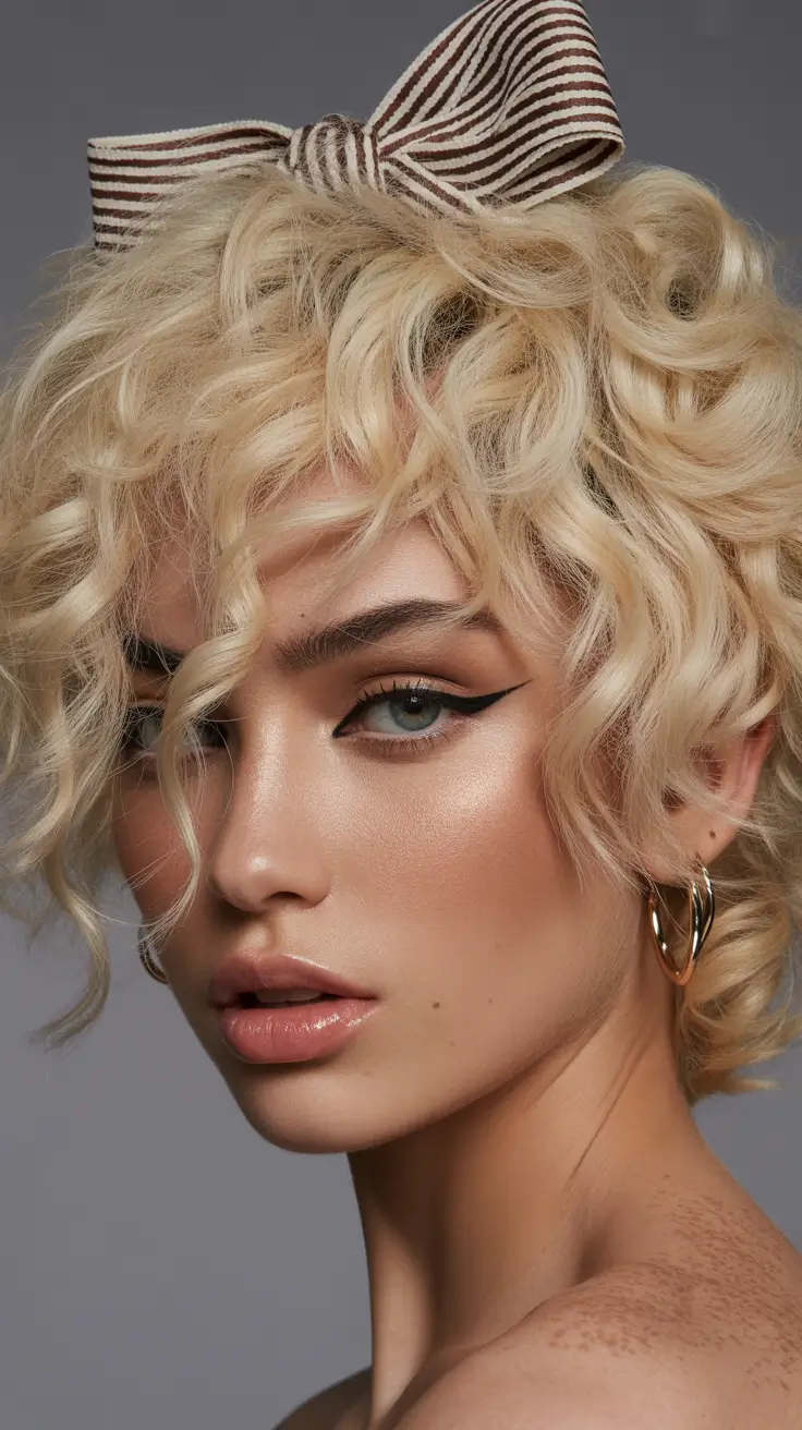 spring shag hairstyle 2026 Vintage Curly Blonde Shag