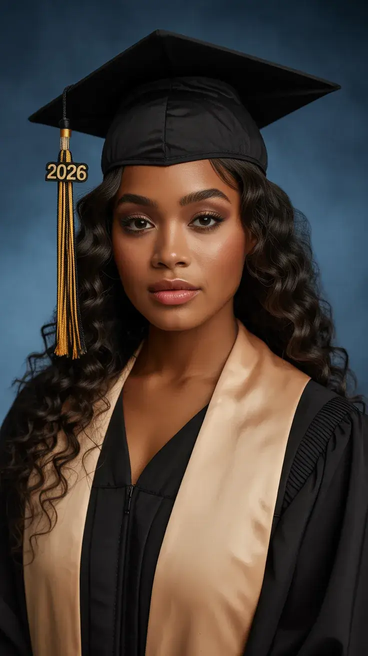graduation hairstyles ideas 2026 Defined natural curls that shine under a graduation cap