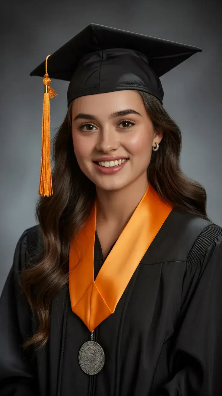 graduation hairstyles ideas 2026 Classic side parted waves for a polished graduation portrait