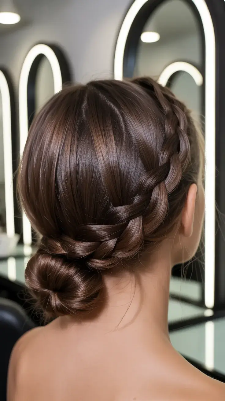 graduation hairstyles ideas 2026 Classic Braided Low Bun