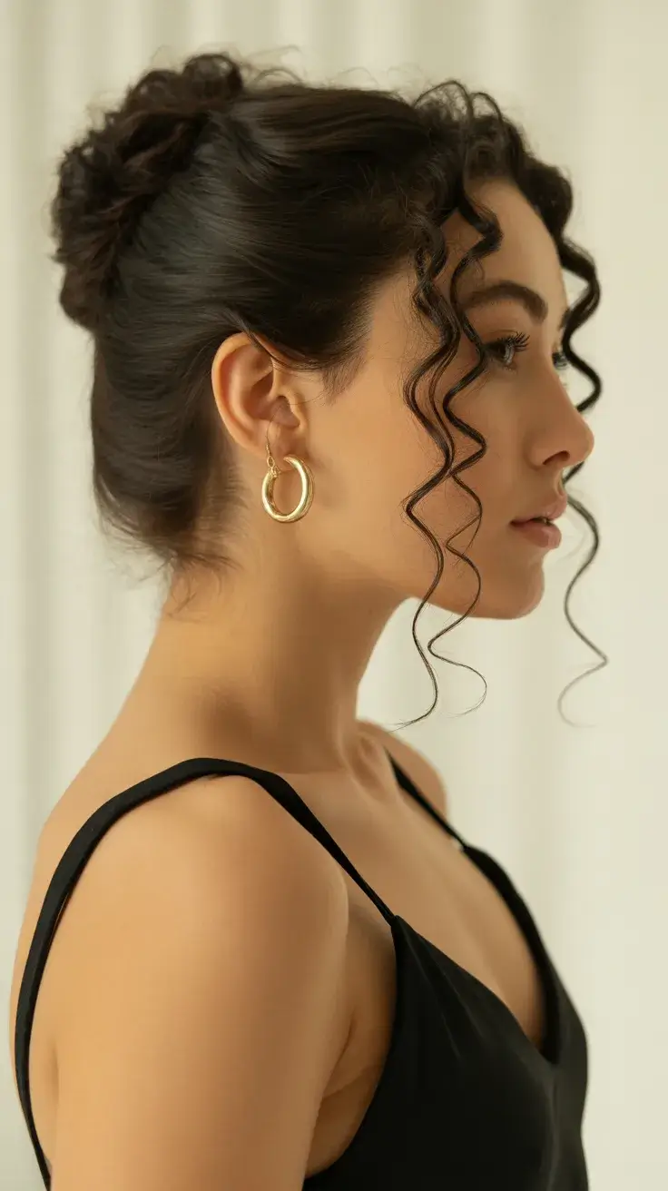 graduation hairstyles ideas 2026 Messy curly bun with soft tendrils for effortless graduation hair