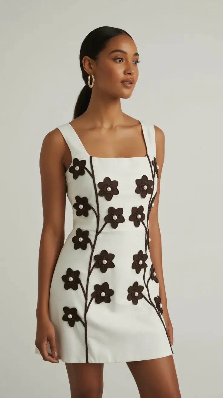 graduation look ideas 2026 Modern Floral Applique Graduation Mini Dress