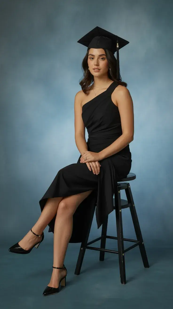 graduation look ideas 2026 Minimalist Black Graduation Dress That Always Works