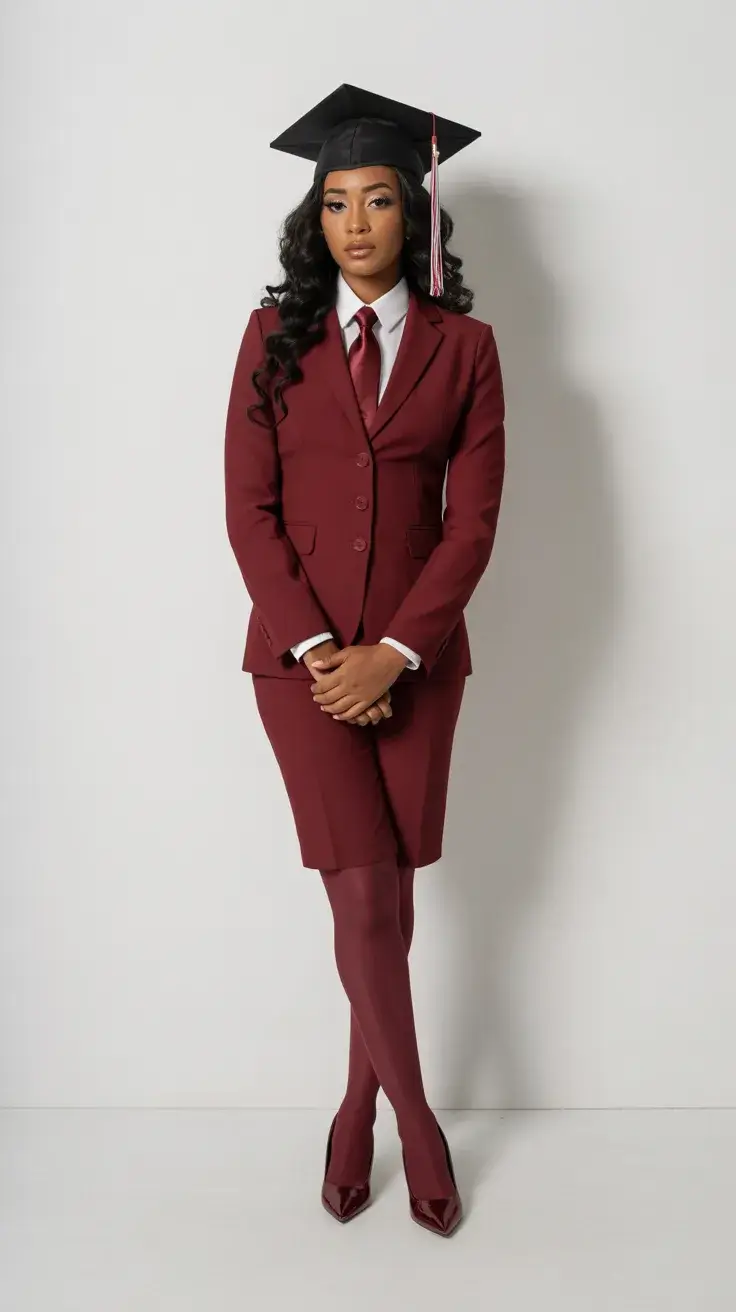 graduation look ideas 2026 Tailored Burgundy Suit for a Sophisticated Senior Moment