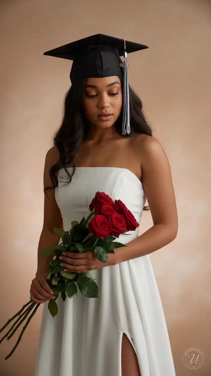 graduation look ideas 2026 Elegant Minimal White Graduation Dress