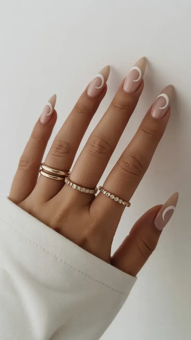 graduation nails ideas 2026 simple swirl almond nails
