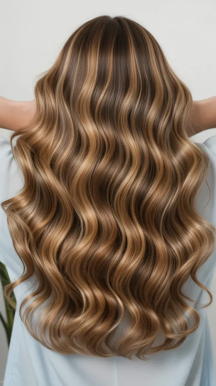 May Hair Color 2026 Glossy mocha waves with seamless dimension