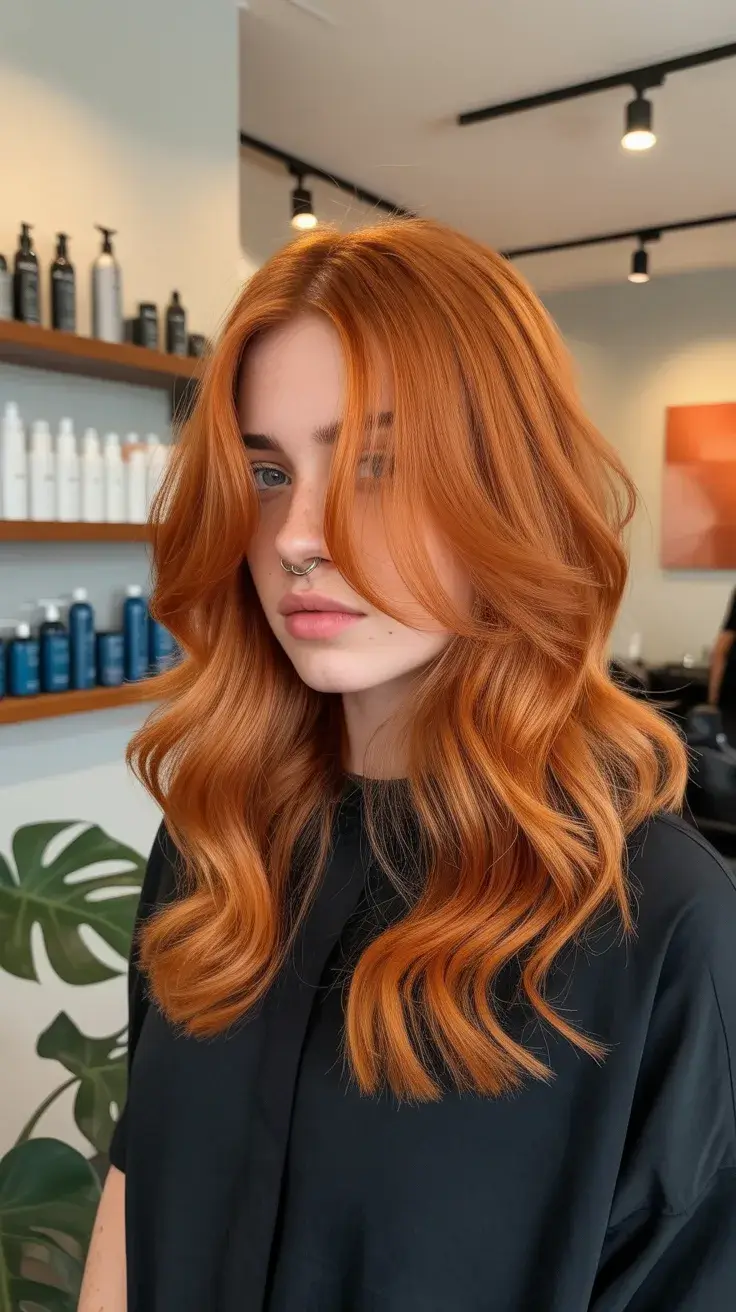 May Hair Color 2026 Bright orange copper with soft volume layers