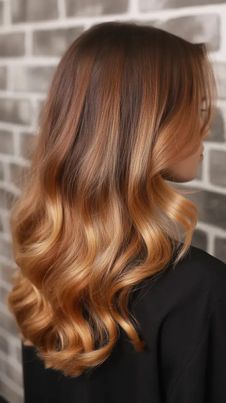 May Hair Color 2026 Golden caramel waves with soft brunette depth