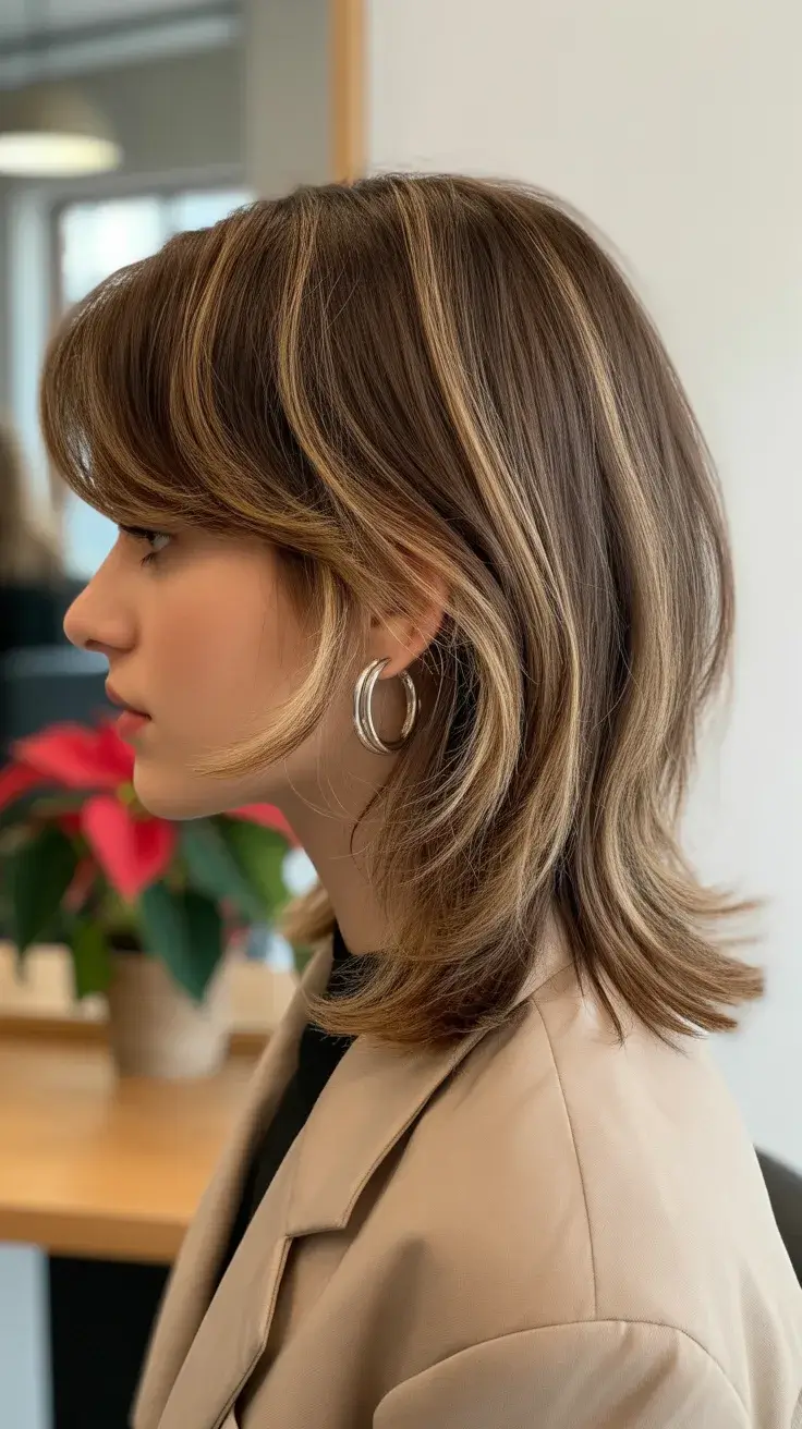 May Hair Color 2026 Layered mushroom brown with airy face framing