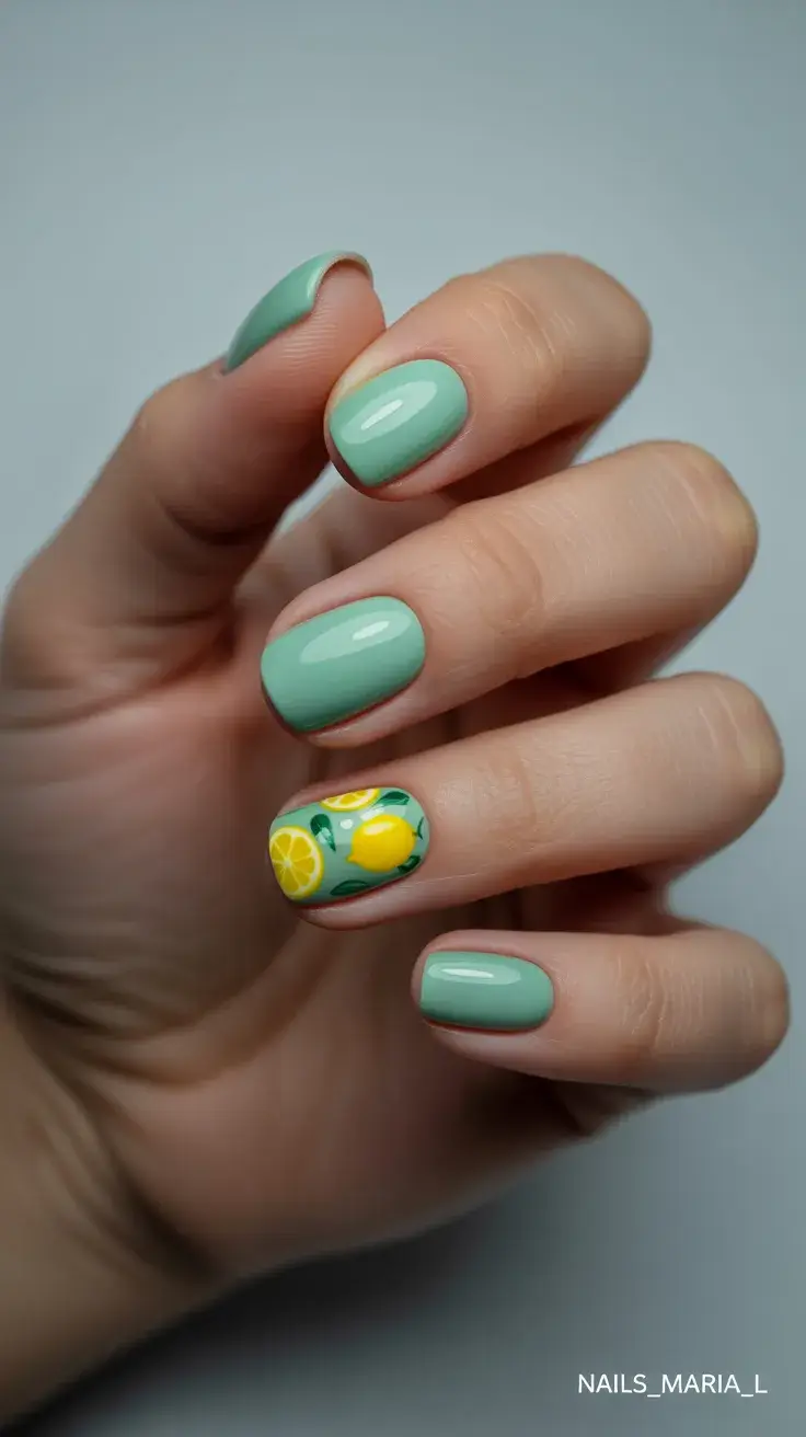May Nails Ideas 2026 Fresh Mint and Lemon Accent - A Playful May Reset