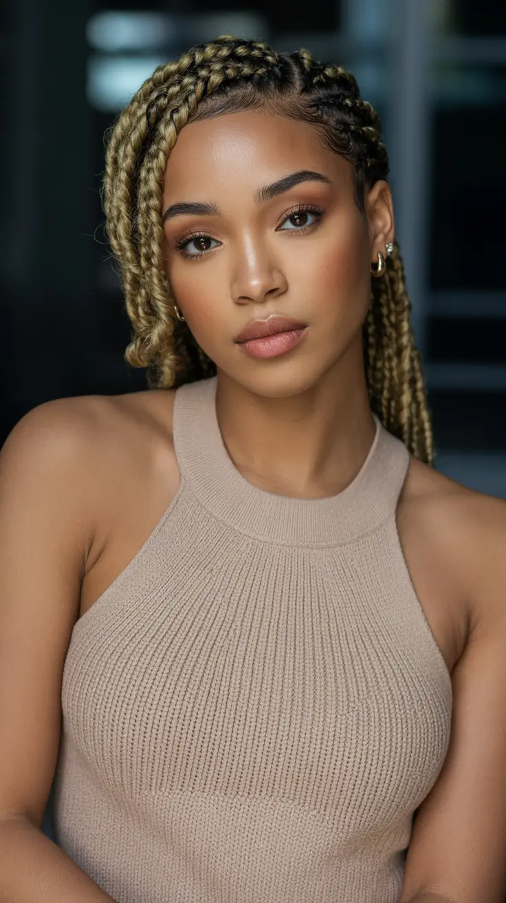 spring hairstyle black women 2026 Blonde Fulani Inspired Braids