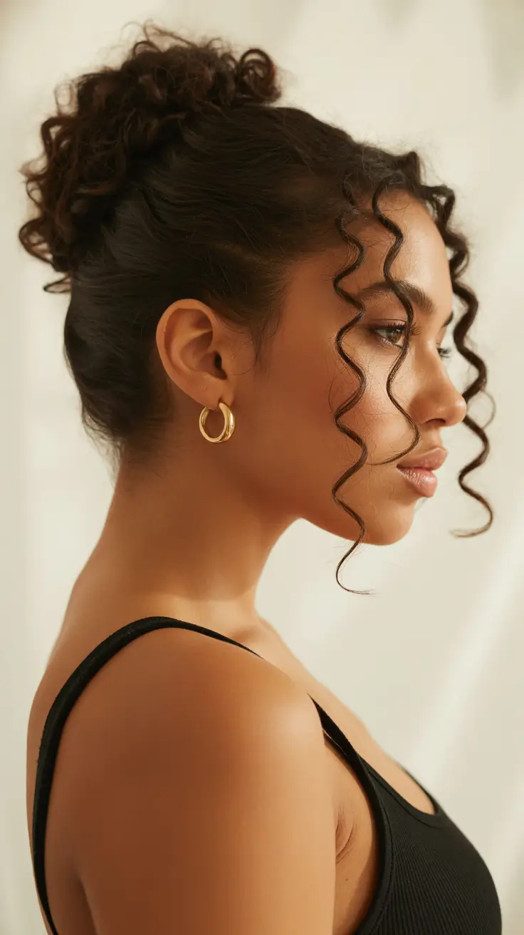 spring hairstyle black women 2026 Soft Curly Updo With Face-Framing Tendrils