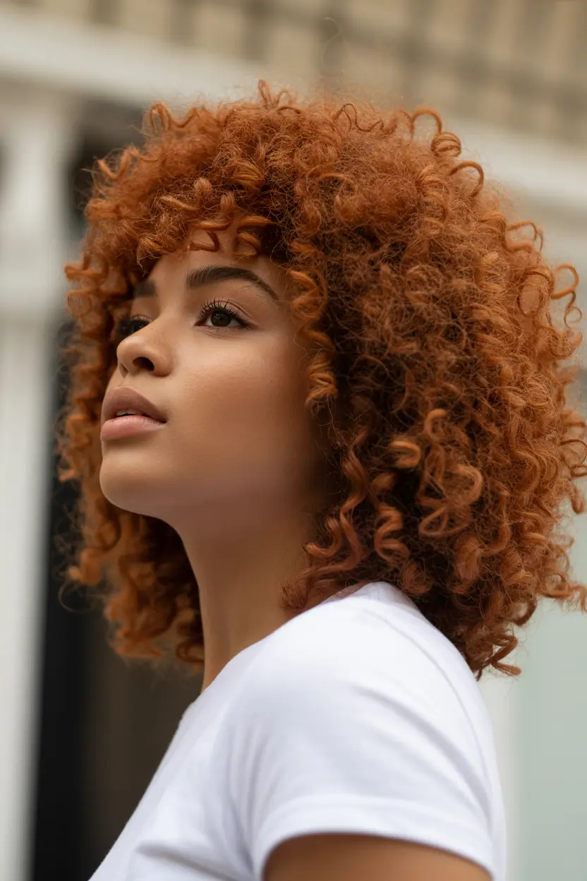 spring hairstyle black women 2026 Voluminous Copper Curly Bob
