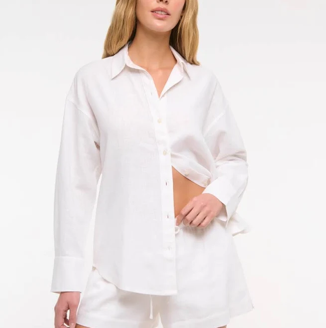 oversized shirt Abercrombie & Fitch Women's Oversized Linen-Blend Shirt Abercrombie & Fitch $44.99