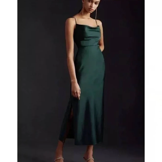 dress Anthropologie Bhldn Satin Cowl Neck Midi Slip Dress Poshmark $60