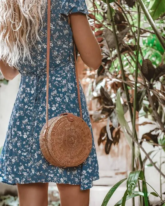 bag Bali Wicker Handwoven Round Rattan Crossbody Bag Etsy - NomadNextdoor $74
