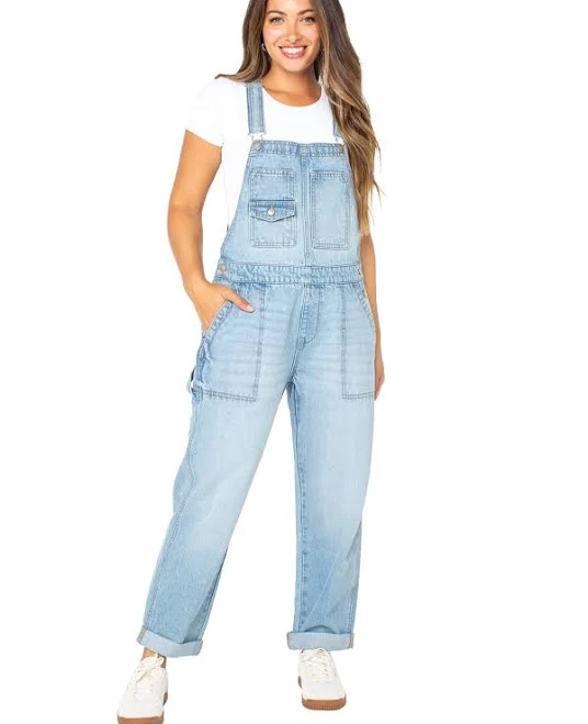 overalls Celebrity Pink Women's Boyfriend Cuffed Denim Overall Walmart $26.5
