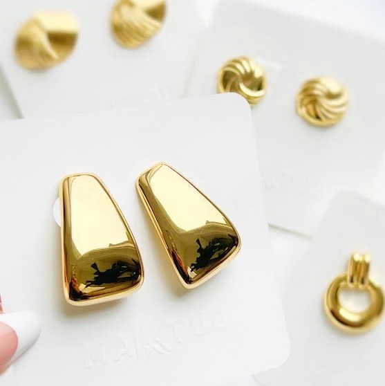 accessory Chunky Gold Geometric Stud Earrings Etsy - Seller $23.76