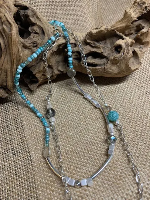 accessory Double Layered Beaded Turquoise Necklace Etsy - Seller $22