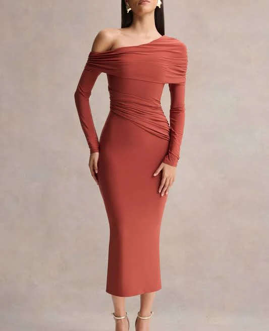 dress Elliora Asymmetric-Neck Midi Dress Club L London USA $140