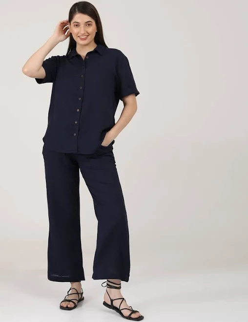 matching set Flourish Planet Linen Short Sleeve Shirt & Pants Co-Ord Set Flourishplanet $108