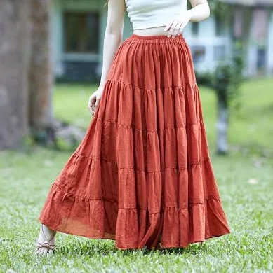 skirt Flowy Boho Ruffle Maxi Skirt Etsy - Lannaclothesdesign $44.95