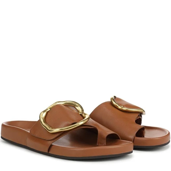 shoes Franco Sarto Brianka Leather Slide Sandals Famous Footwear $87.99