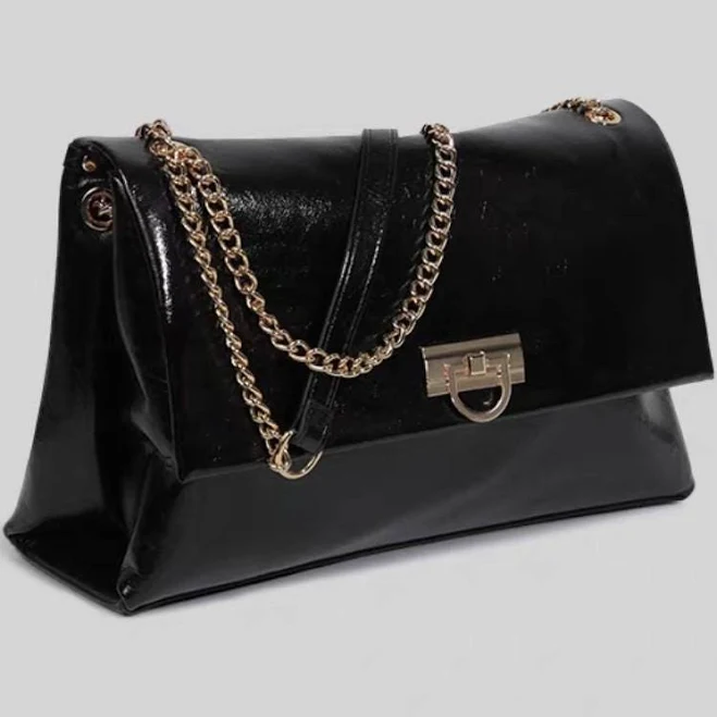 bag Handmade Vegan Leather Flap Bag with Gold Chain Etsy - Seller $60.04