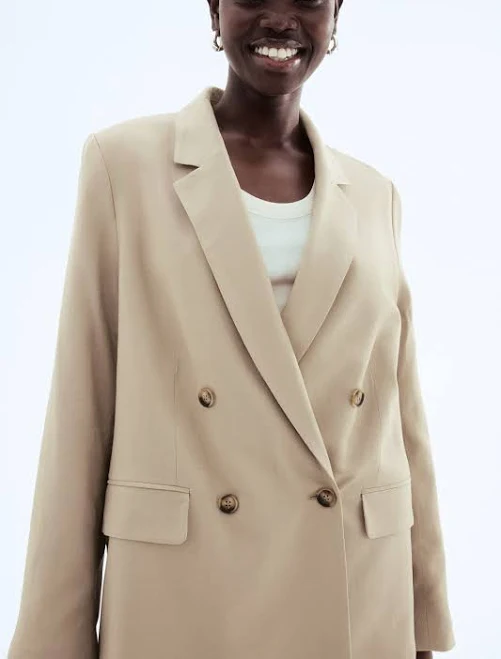 outerwear Hm Linen Blend Blazer Beige Women's Jackets H&M $44.99