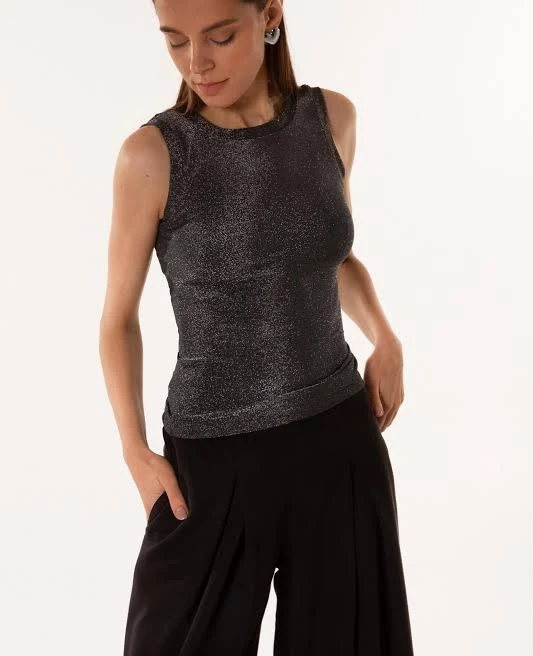 tank top Metallic Knit Stretchy Lurex Jersey Tank Top Etsy - dZenBrand $69.58