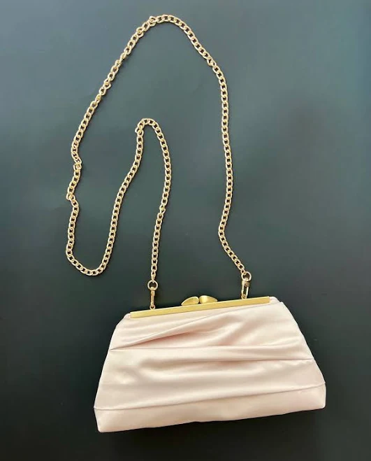 bag Personalized Satin Wedding Clutch with Gold Chain Strap Etsy - PoetBride $125
