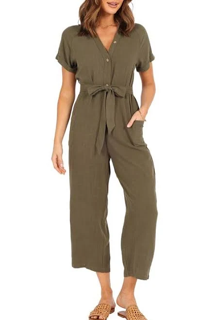 jumpsuit Petal & Pup Women's Archie Tie Waist Linen Jumpsuit Nordstrom $59.25