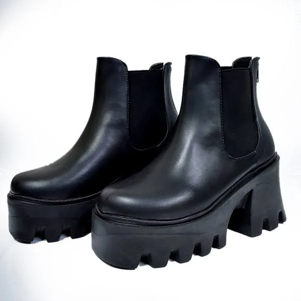shoes Platform Chunky Heel Chelsea Boots nuclearwaste $55.88