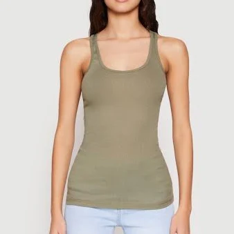 top Ribbed Knit Racerback Tank Top Rainbow Shops $3.99