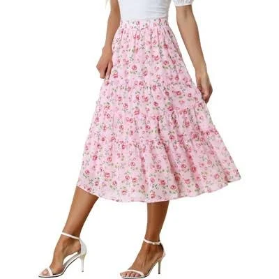 skirt Ruffle Boho Floral Chiffon Tiered Midi Skirt Target $33.99