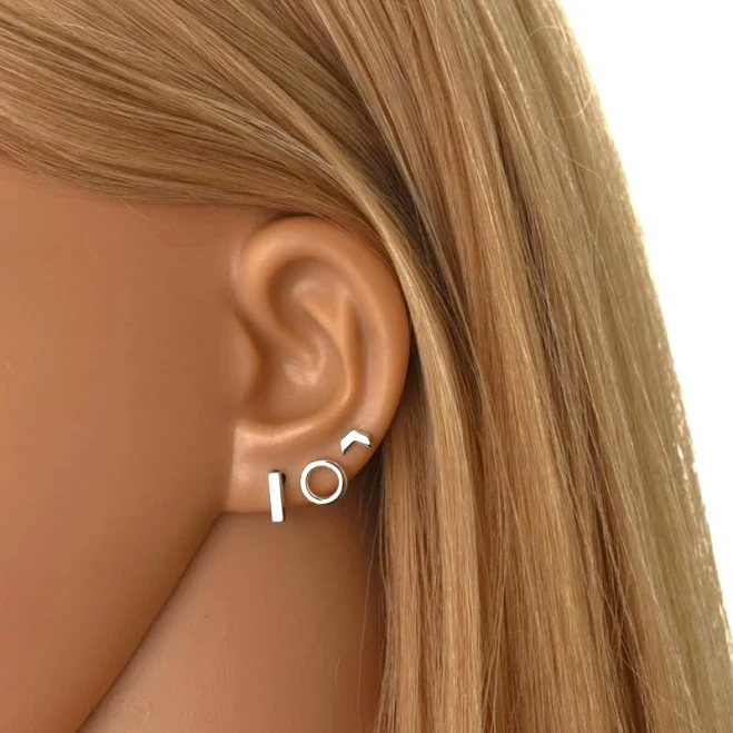 accessory Sterling Silver Geometric Stud Earrings Set Etsy - Seller $26.6