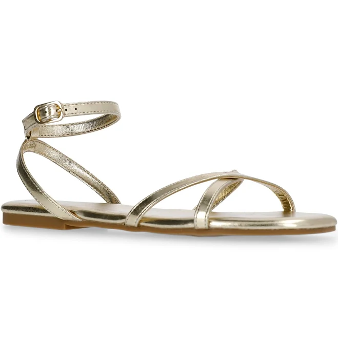 shoes Time and Tru Women's Strappy Flat Sandals Walmart $14.98