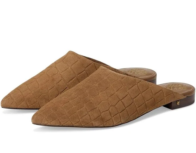 shoes Vince Camuto Women's Arlette Slip-On Croco Embossed Suede Mules Zappos.com $73.58