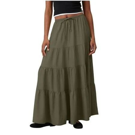 skirt Vintage Pleated High Waist Skirt Walmart - TianJu $17.15