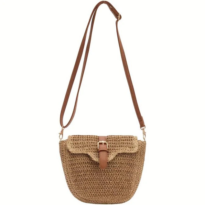 bag Women's Boho Straw Crossbody Bag with Magnetic Closure Temu $21.5