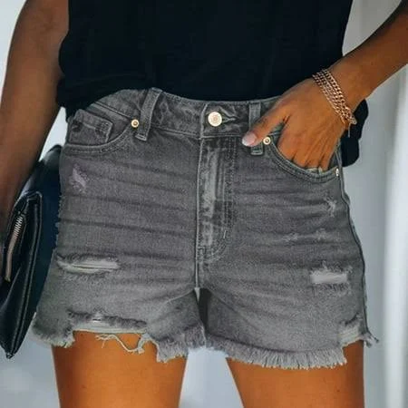 shorts Women's Cut-Off High-Waisted Stretchy Ripped Denim Shorts Walmart - Sakmal Clothing $17.47