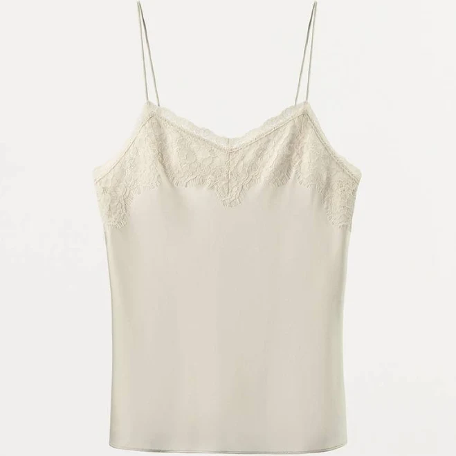 top Zara Silk Blend Lace Camisole Top Zara USA $119