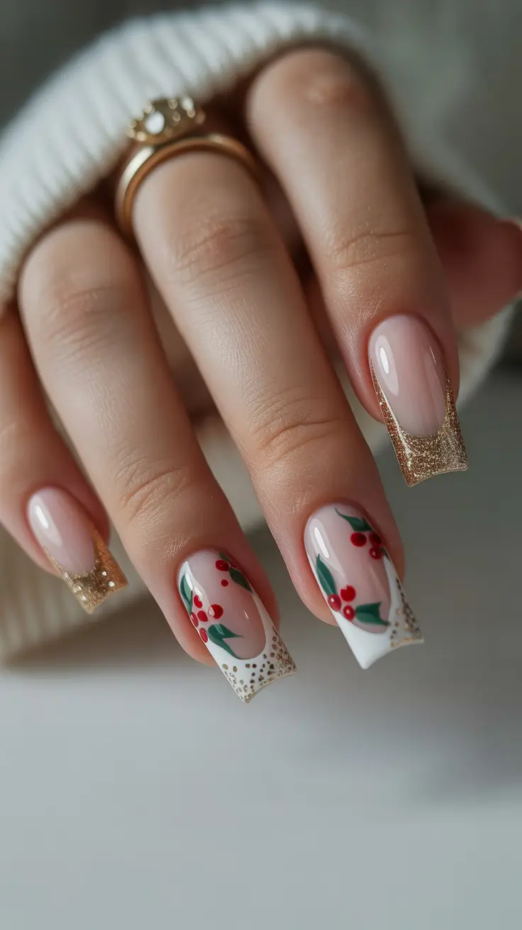 Stylish Spring Floral Nails 2026 Soft French Tip Nails with Delicate Cherry Blossom Details