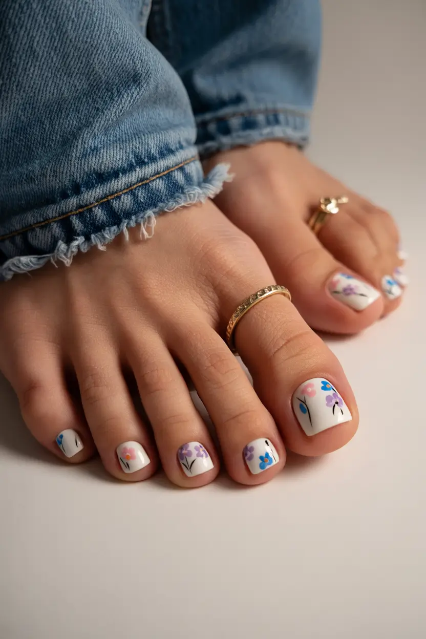 Stylish Spring Toe Nails For 2026 Floral Art Design