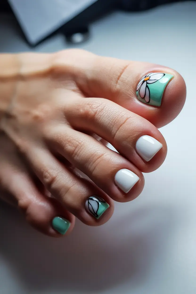 Stylish Spring Toe Nails For 2026 Fresh Mint Florals