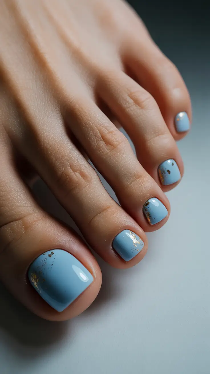 Stylish Spring Toe Nails For 2026 Powder Blue Minimal - Calm and Polished Energy