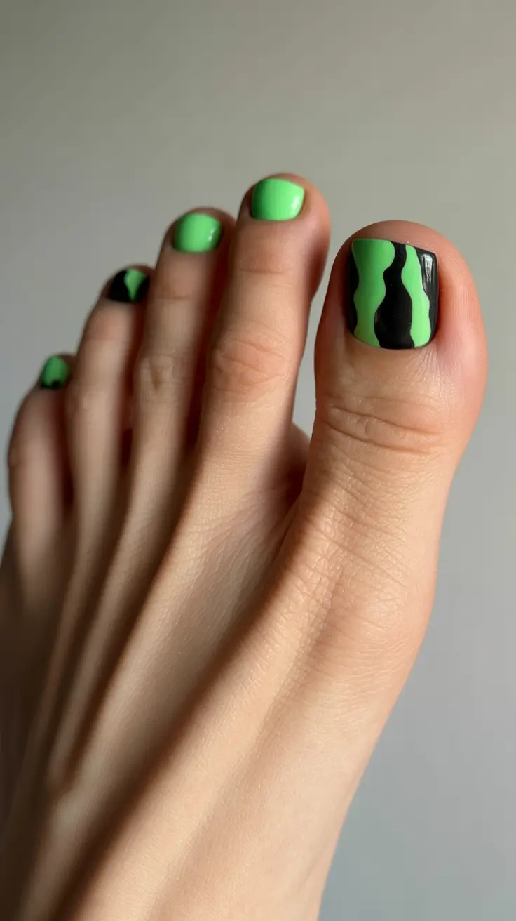 Stylish Spring Toe Nails For 2026 Fresh Lime Waves for Bold Spring Energy